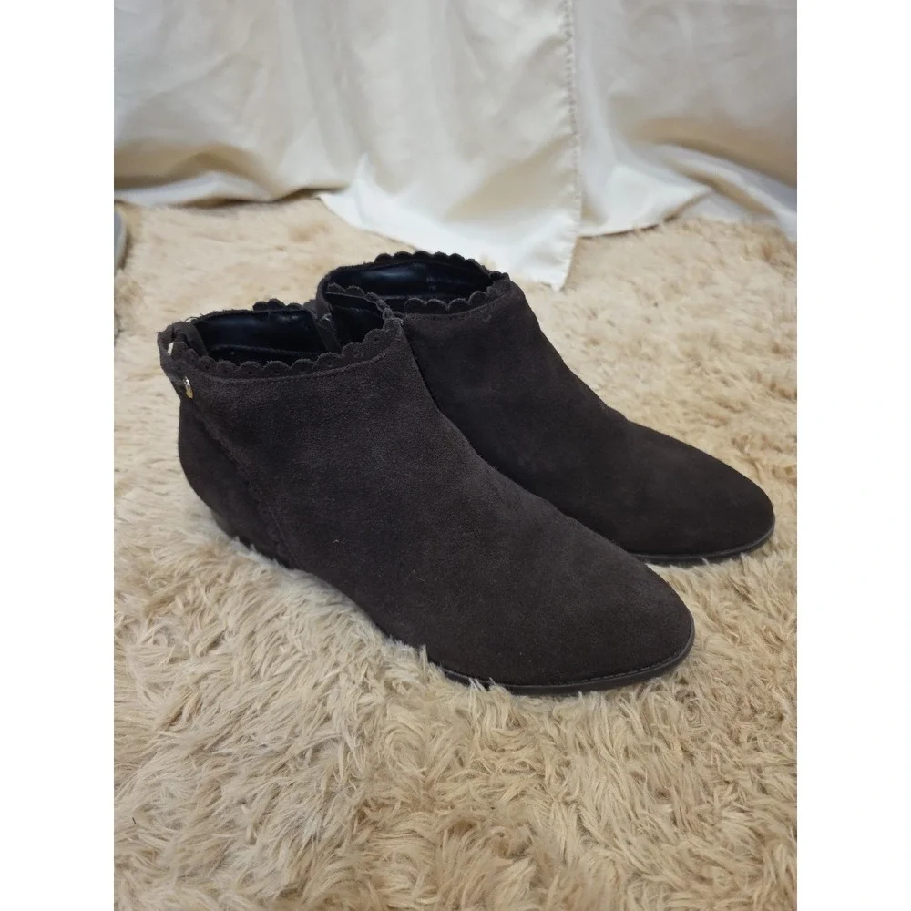 Jack Rogers Charlotte Dark Expresso Brown Suede‎ Leather Ankle Boots Sz 9M